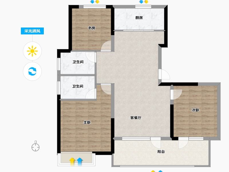 山东省-青岛市-天泰公园壹号-104.15-户型库-采光通风