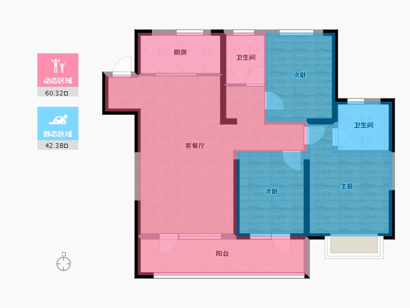 山东省-青岛市-天泰公园壹号-91.24-户型库-动静分区