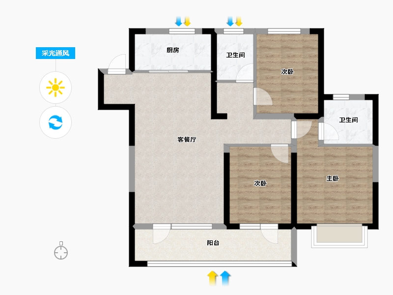 山东省-青岛市-天泰公园壹号-91.24-户型库-采光通风