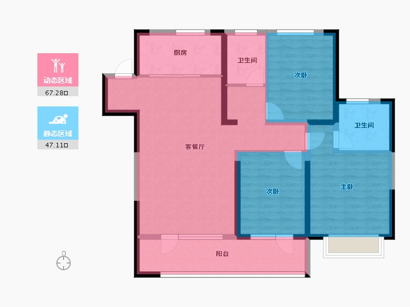 山东省-青岛市-天泰公园壹号-102.25-户型库-动静分区