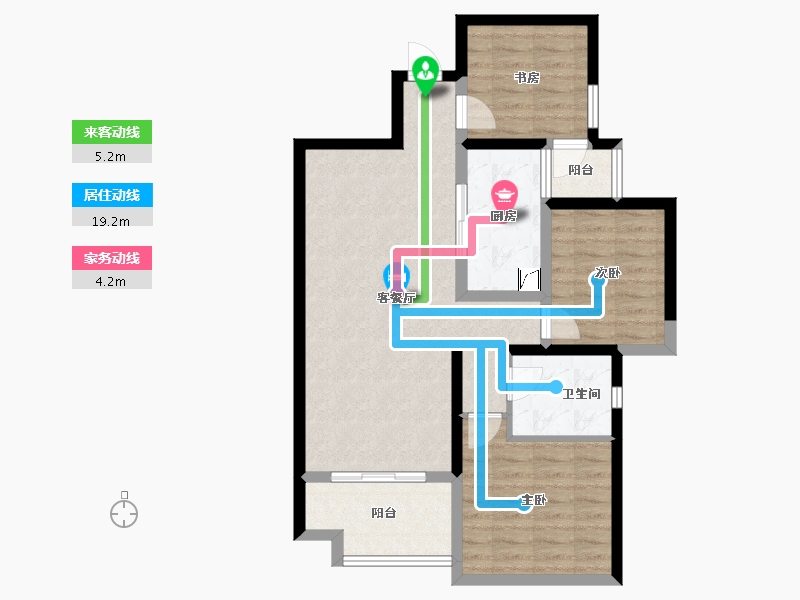 陕西省-西安市-易道郡玫瑰公馆-79.05-户型库-动静线