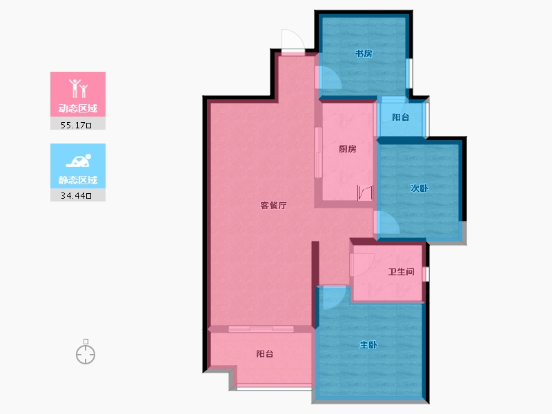 陕西省-西安市-易道郡玫瑰公馆-79.05-户型库-动静分区