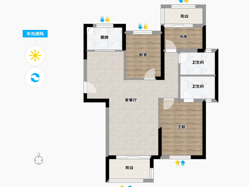 湖南省-长沙市-通号岭绣苑-77.12-户型库-采光通风