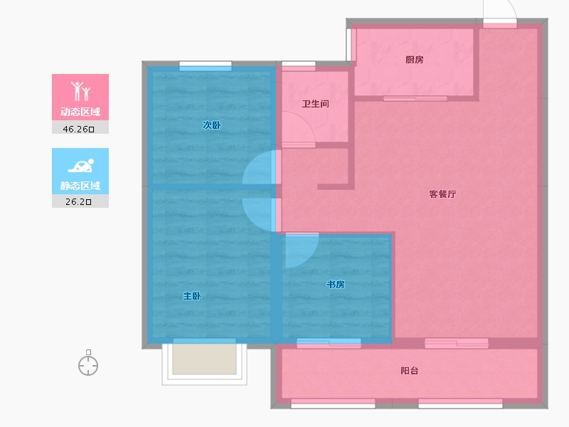 河北省-石家庄市-华远·昆仑赋-64.88-户型库-动静分区