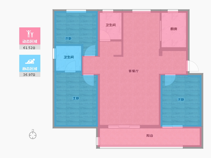 河北省-石家庄市-华远·昆仑赋-88.32-户型库-动静分区