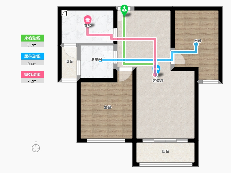 陕西省-西安市-华安紫竹苑-70.38-户型库-动静线