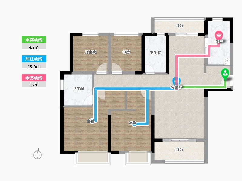 湖南省-长沙市-越秀·亲爱里-104.81-户型库-动静线