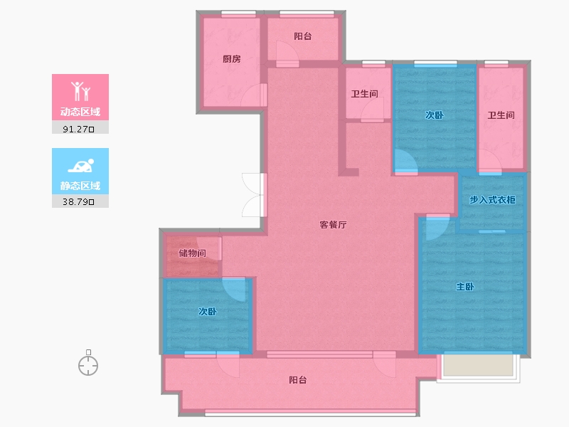 山东省-青岛市-天泰公园壹号-116.10-户型库-动静分区