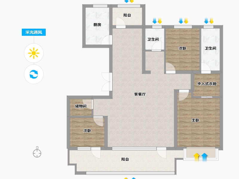 山东省-青岛市-天泰公园壹号-116.10-户型库-采光通风