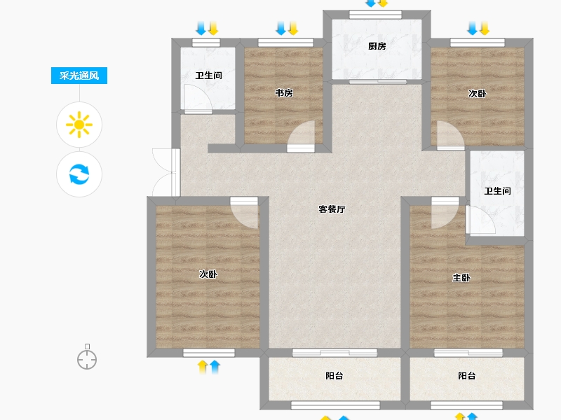 河北省-石家庄市-高远森霖城-92.34-户型库-采光通风