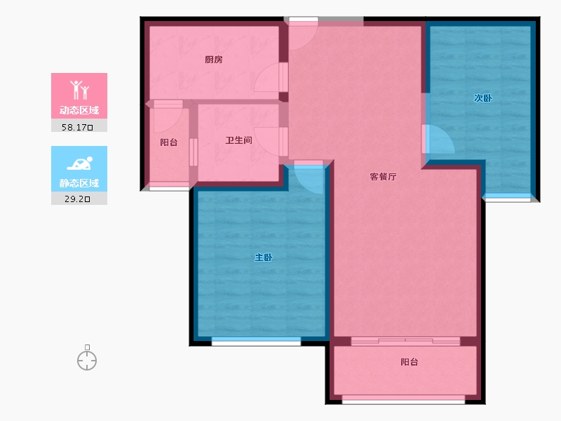 陕西省-西安市-华安紫竹苑-77.84-户型库-动静分区