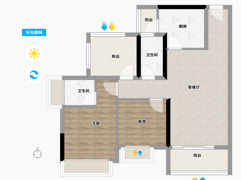 广东省-中山市-时光樾-76.00-户型库-采光通风