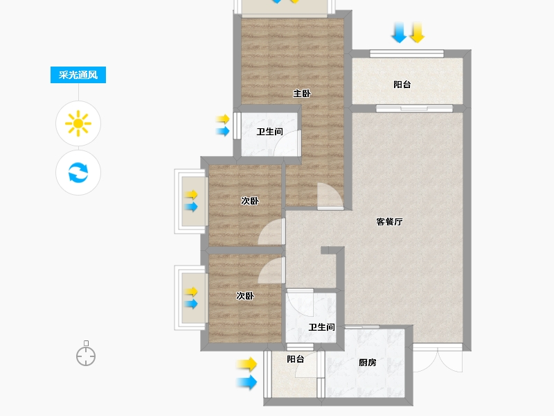 重庆-重庆市-中交锦悦-77.68-户型库-采光通风