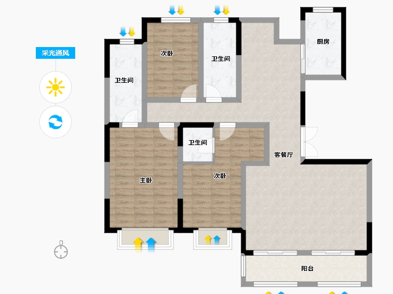 陕西省-西安市-天地源大都会-121.60-户型库-采光通风