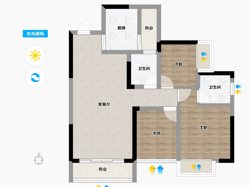 湖南省-长沙市-水墨林溪-71.53-户型库-采光通风