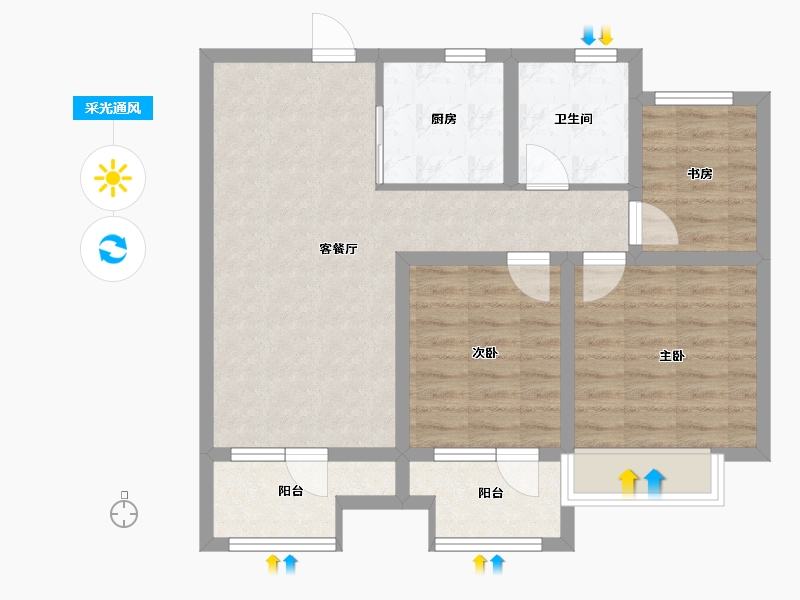 山东省-青岛市-融创时代中心-73.24-户型库-采光通风