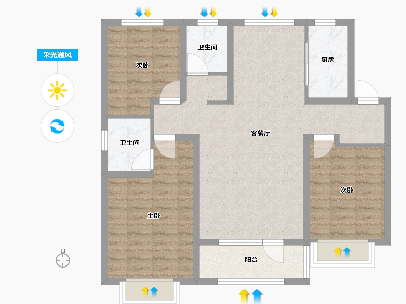 河北省-石家庄市-高远森霖城-86.79-户型库-采光通风