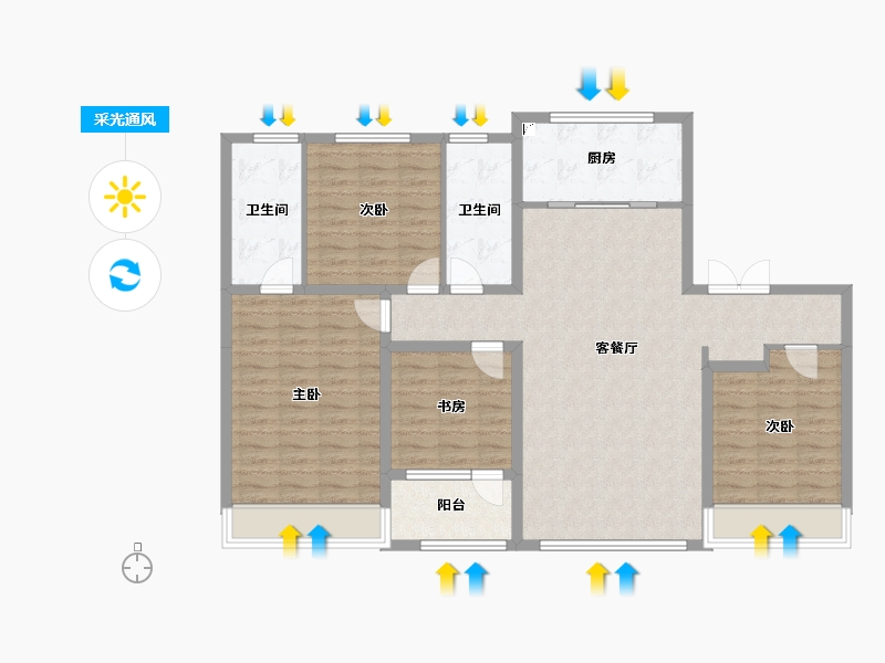 山东省-青岛市-崂山壹號院-118.45-户型库-采光通风