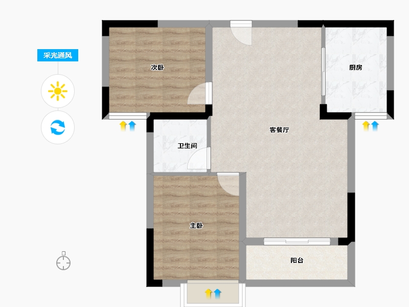 湖南省-长沙市-水墨林溪-69.32-户型库-采光通风