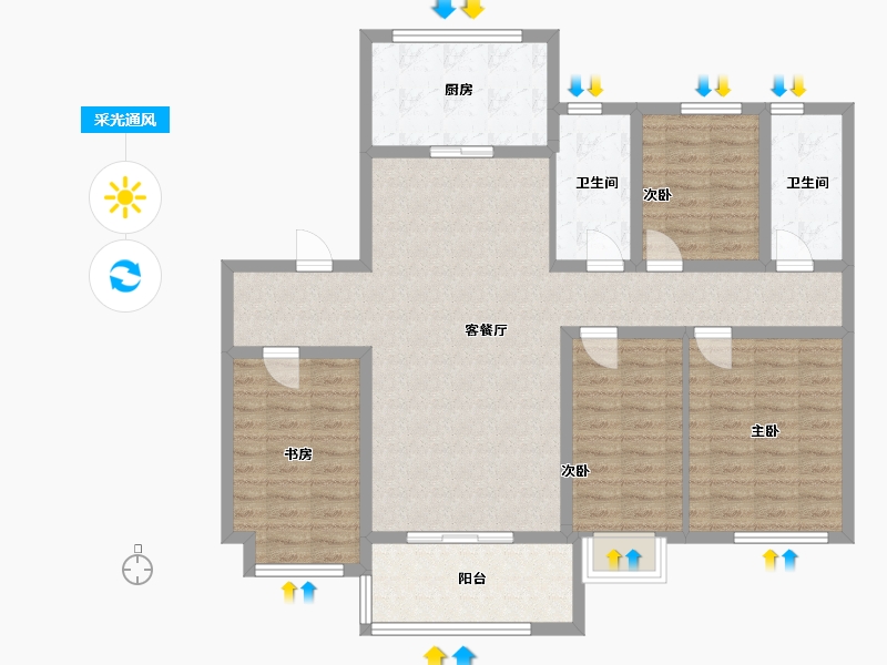 山东省-潍坊市-鲁商融港玺悦府-116.00-户型库-采光通风