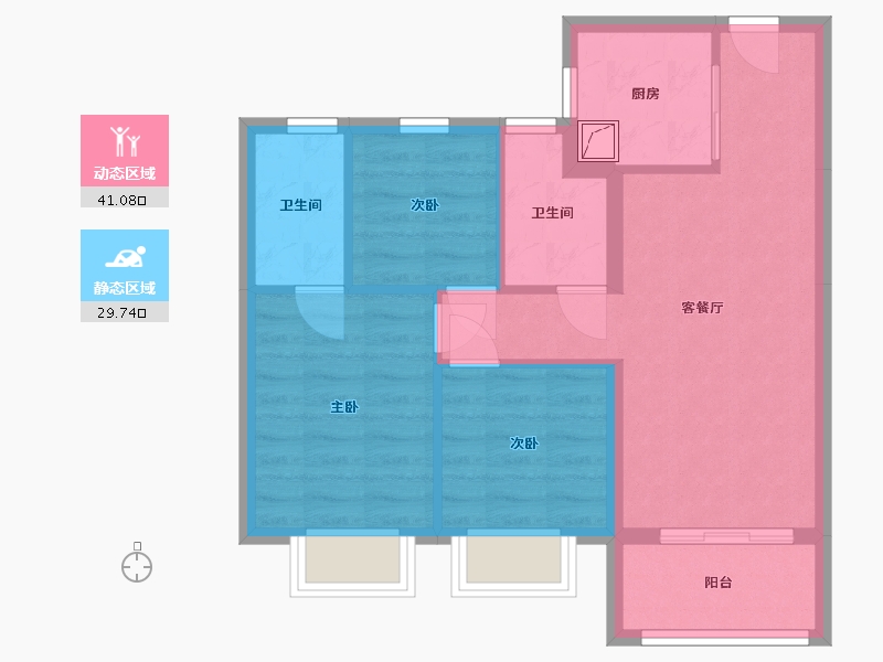 福建省-厦门市-湖滨三里-70.83-户型库-动静分区