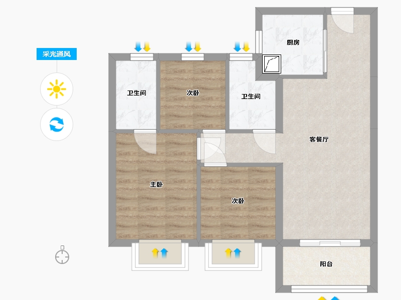 福建省-厦门市-湖滨三里-70.83-户型库-采光通风