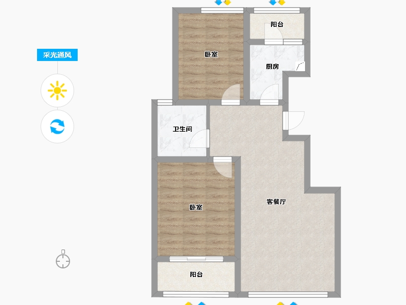 山东省-潍坊市-恒信温莎公馆-68.50-户型库-采光通风