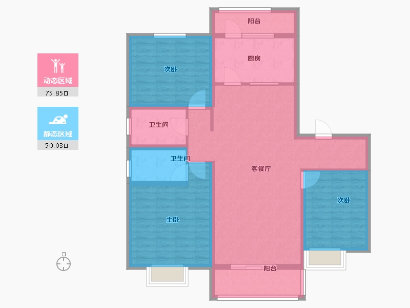 山东省-潍坊市-鲁商融港玺悦府-112.80-户型库-动静分区