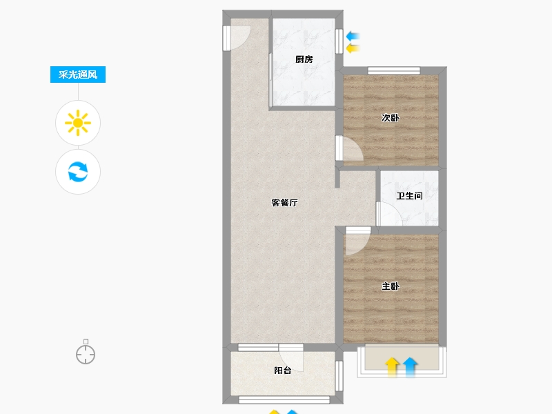 河北省-石家庄市-祥聚·拾光-64.00-户型库-采光通风