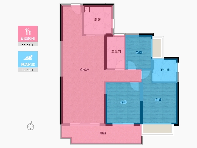 湖南省-长沙市-碧桂园·时代城-80.10-户型库-动静分区