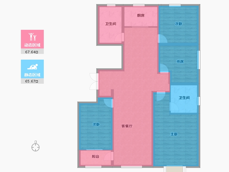 山东省-潍坊市-龙润紫宸华府-119.70-户型库-动静分区