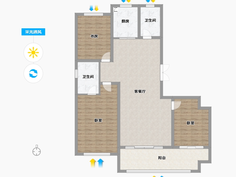 山东省-潍坊市-恒信温莎公馆-122.40-户型库-采光通风