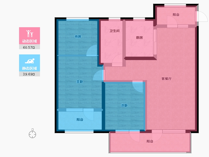 山东省-青岛市-中海林溪世家-88.63-户型库-动静分区