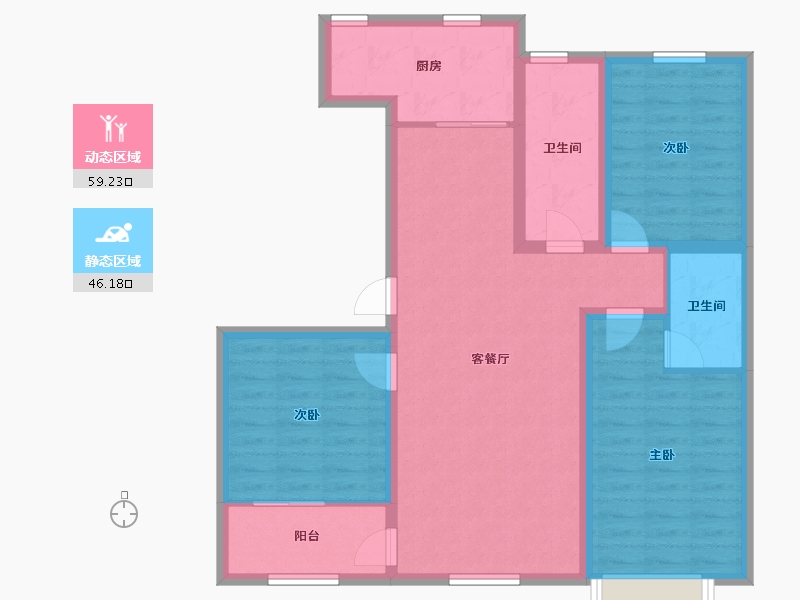 山东省-潍坊市-龙润紫宸华府-94.23-户型库-动静分区