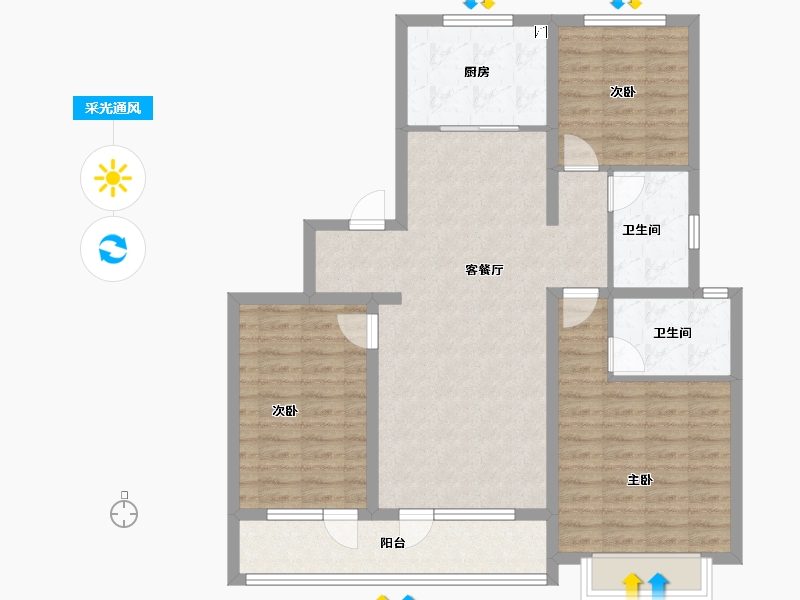 山东省-青岛市-崂山壹號院-102.34-户型库-采光通风