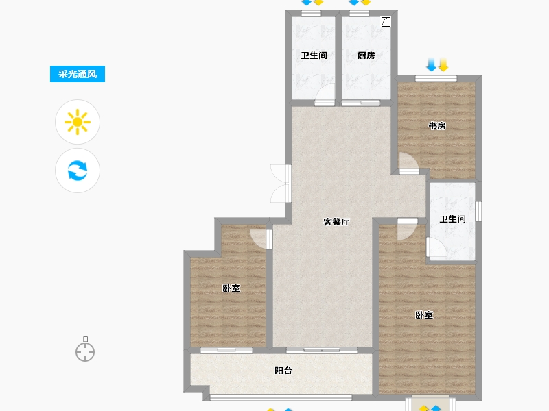 山东省-潍坊市-恒信温莎公馆-115.20-户型库-采光通风