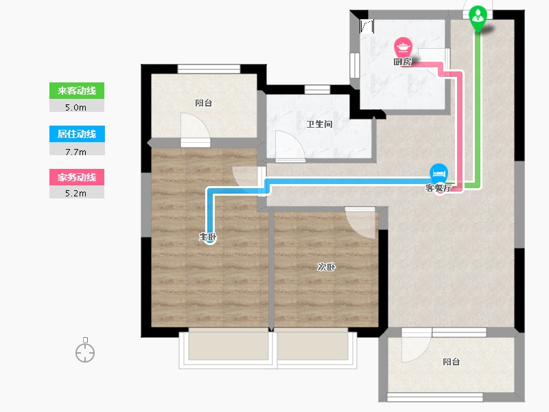 山东省-青岛市-龙湖龙誉城-69.57-户型库-动静线