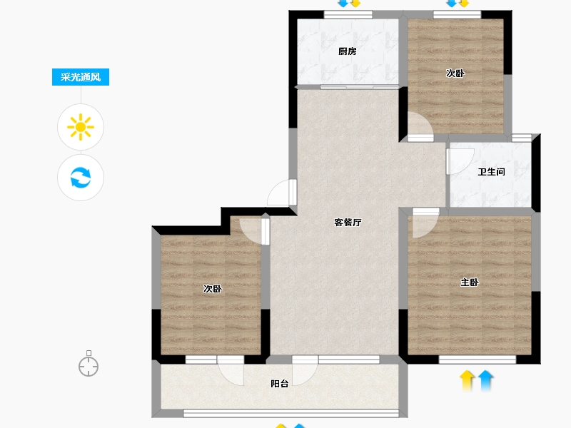 山东省-青岛市-澜山悦府-89.24-户型库-采光通风