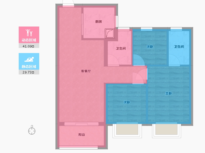 福建省-厦门市-湖滨三里-70.83-户型库-动静分区