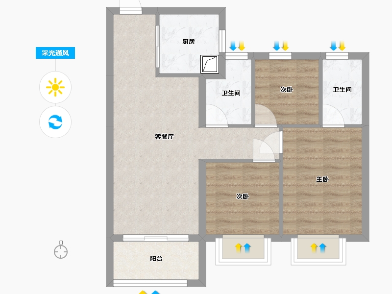 福建省-厦门市-湖滨三里-70.83-户型库-采光通风