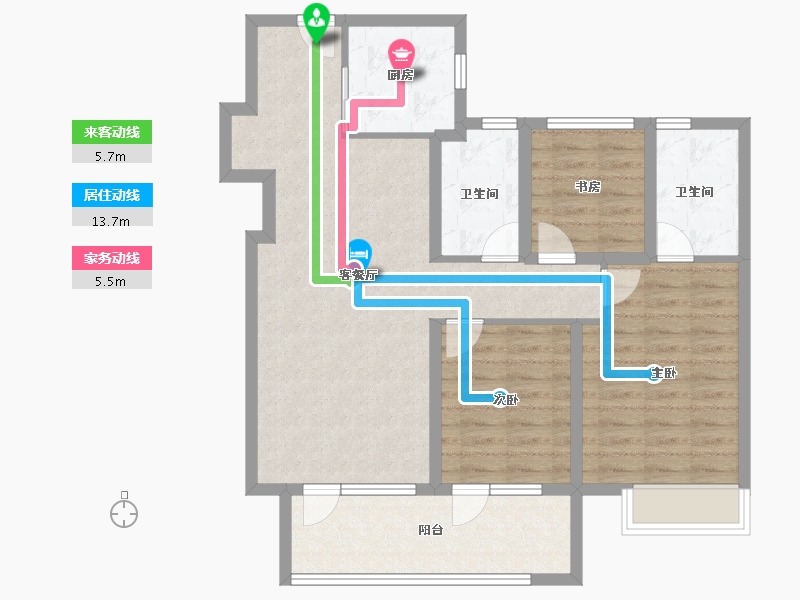 山东省-青岛市-融创时代中心-90.50-户型库-动静线