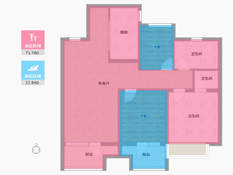 山东省-青岛市-融创时代中心-83.15-户型库-动静分区