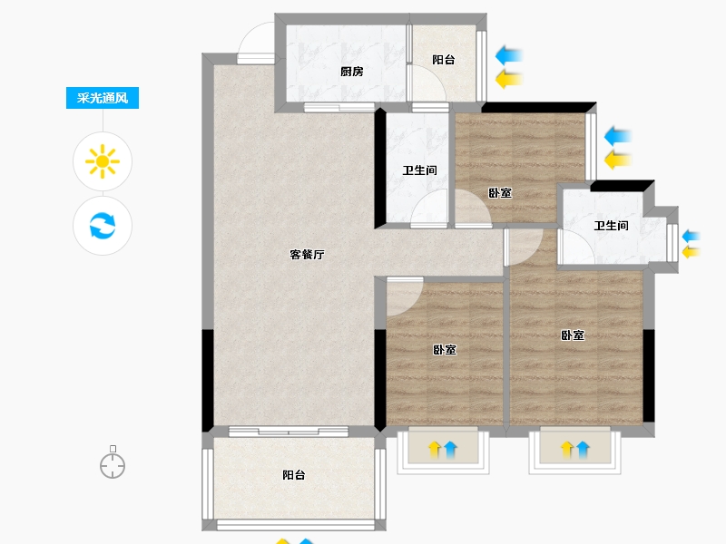 广东省-中山市-佛奥阳光花园-80.00-户型库-采光通风