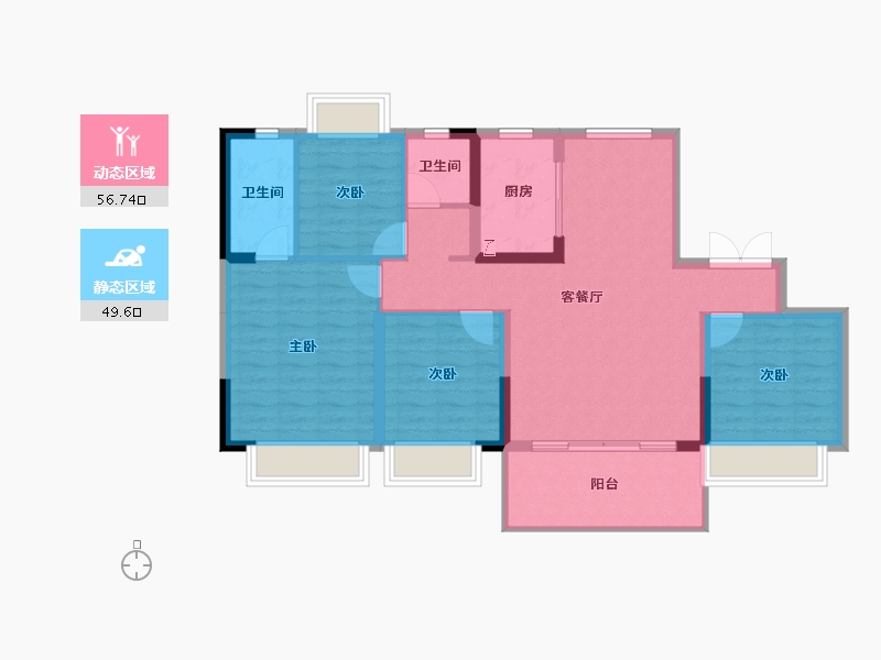 湖南省-长沙市-宁乡紫云府-95.96-户型库-动静分区