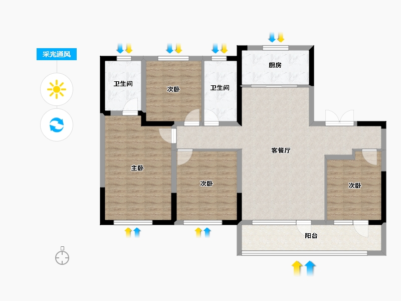 山东省-青岛市-澜山悦府-115.70-户型库-采光通风