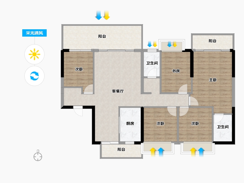 广西壮族自治区-南宁市-富鸣香山水岸-123.31-户型库-采光通风