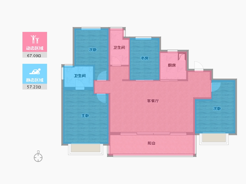 江苏省-无锡市-华侨城运河湾-112.35-户型库-动静分区