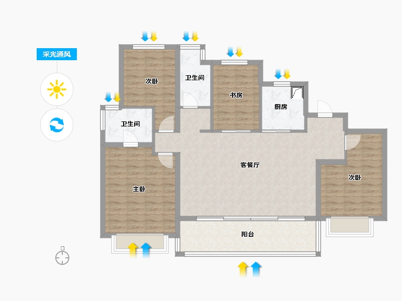 江苏省-无锡市-华侨城运河湾-112.35-户型库-采光通风