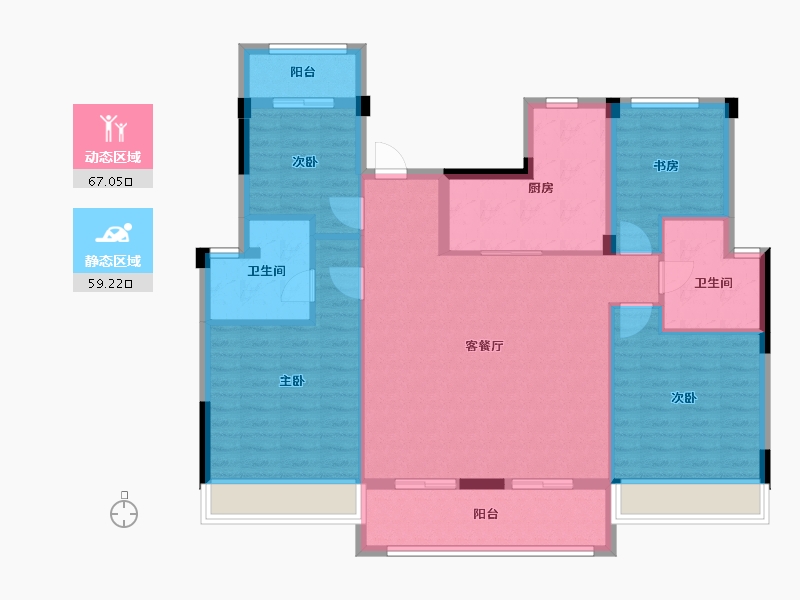 重庆-重庆市-万科坤和·湛蓝云镜-114.41-户型库-动静分区