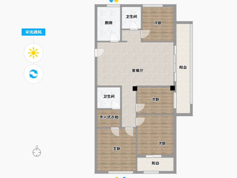 浙江省-金华市-蟠龙花园-113.60-户型库-采光通风